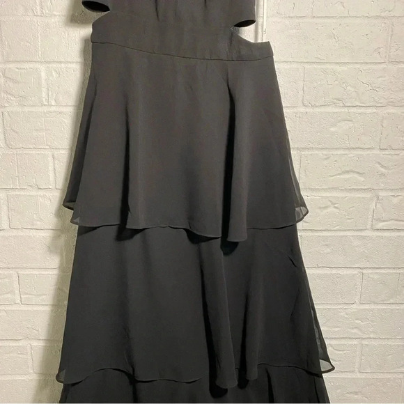 LuLu’s Tiered Black Cut-Out Dress Size Large Romantic Formal Gothic Bridesmaid - Picture 3 of 12